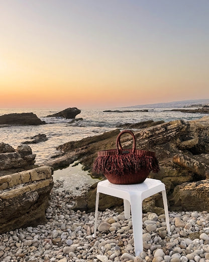 Maroon Fringe Bag